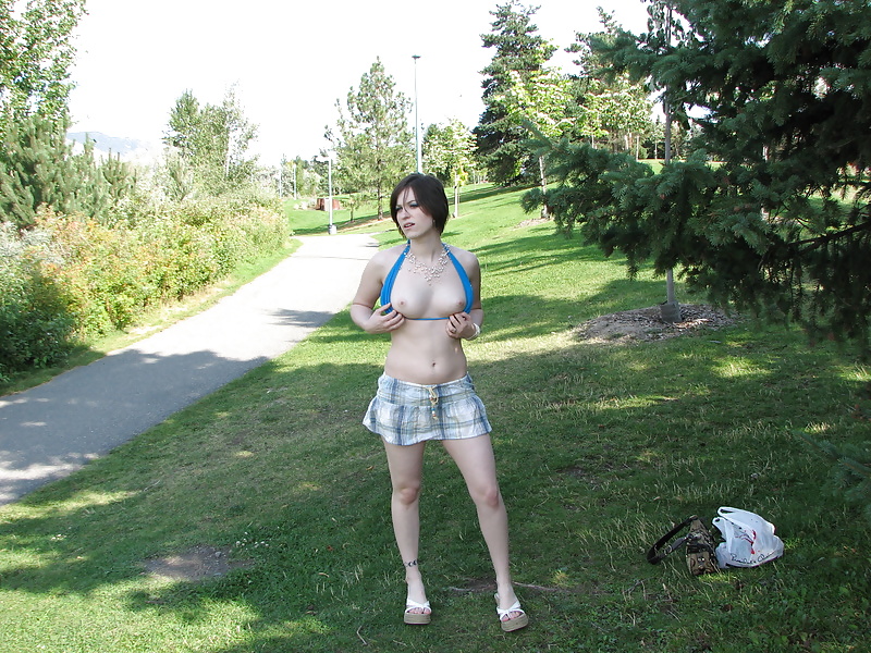 slutty girl flashing in public — 5