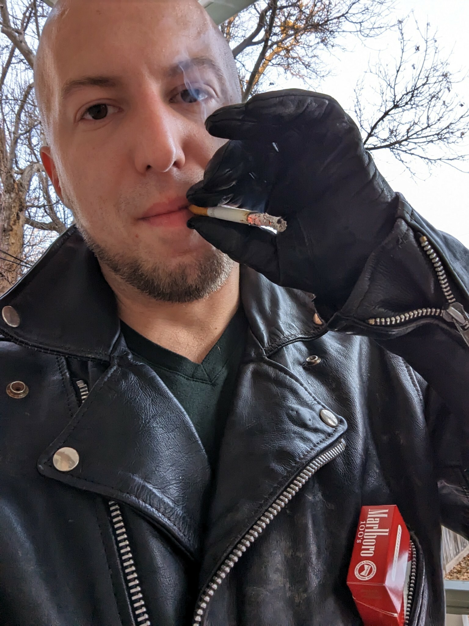 Black leather motorcycle smoke — 33